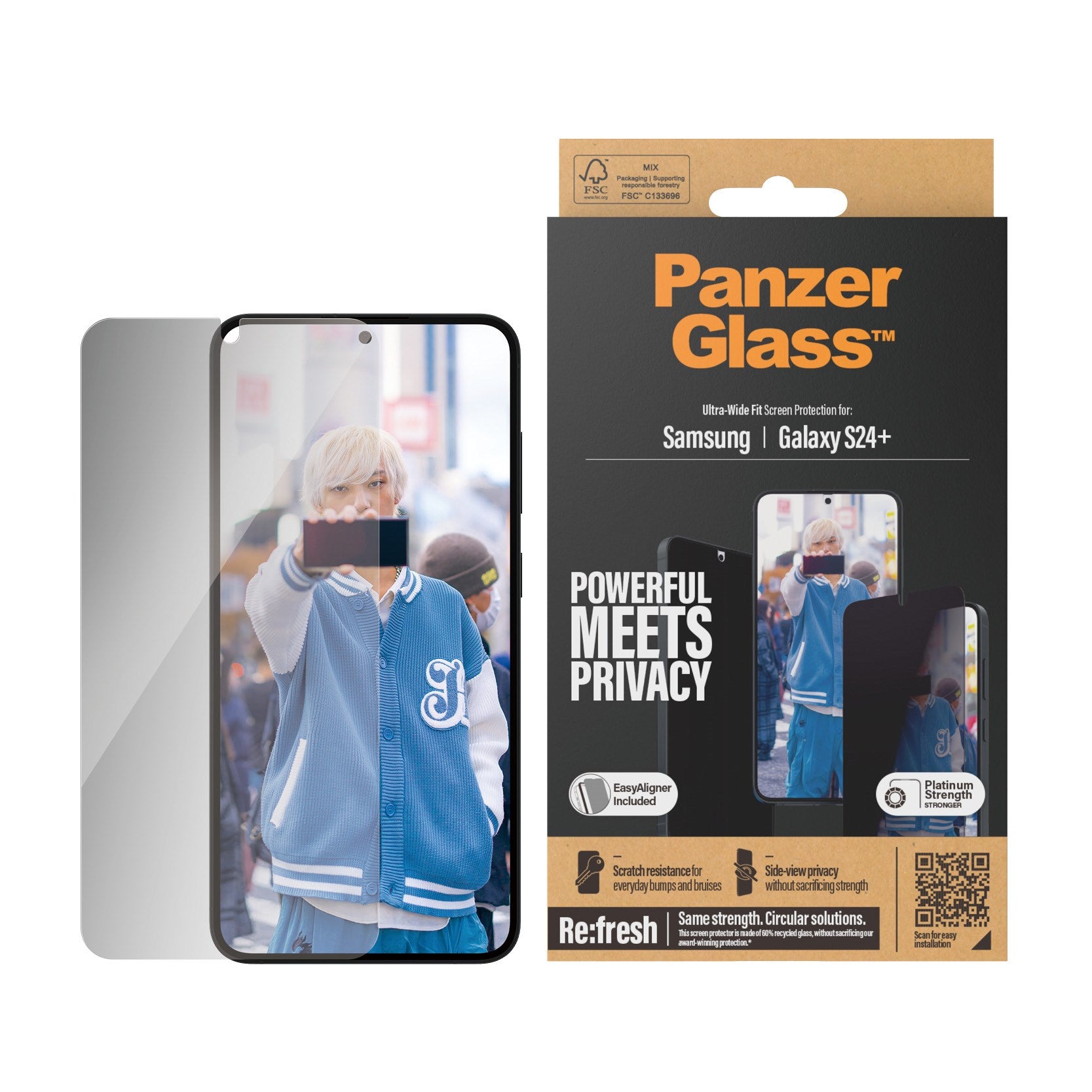 PanzerGlass® Privacy Displayschutz Samsung Galaxy S24+ | Ultra-Wide Fit m. EasyAligner