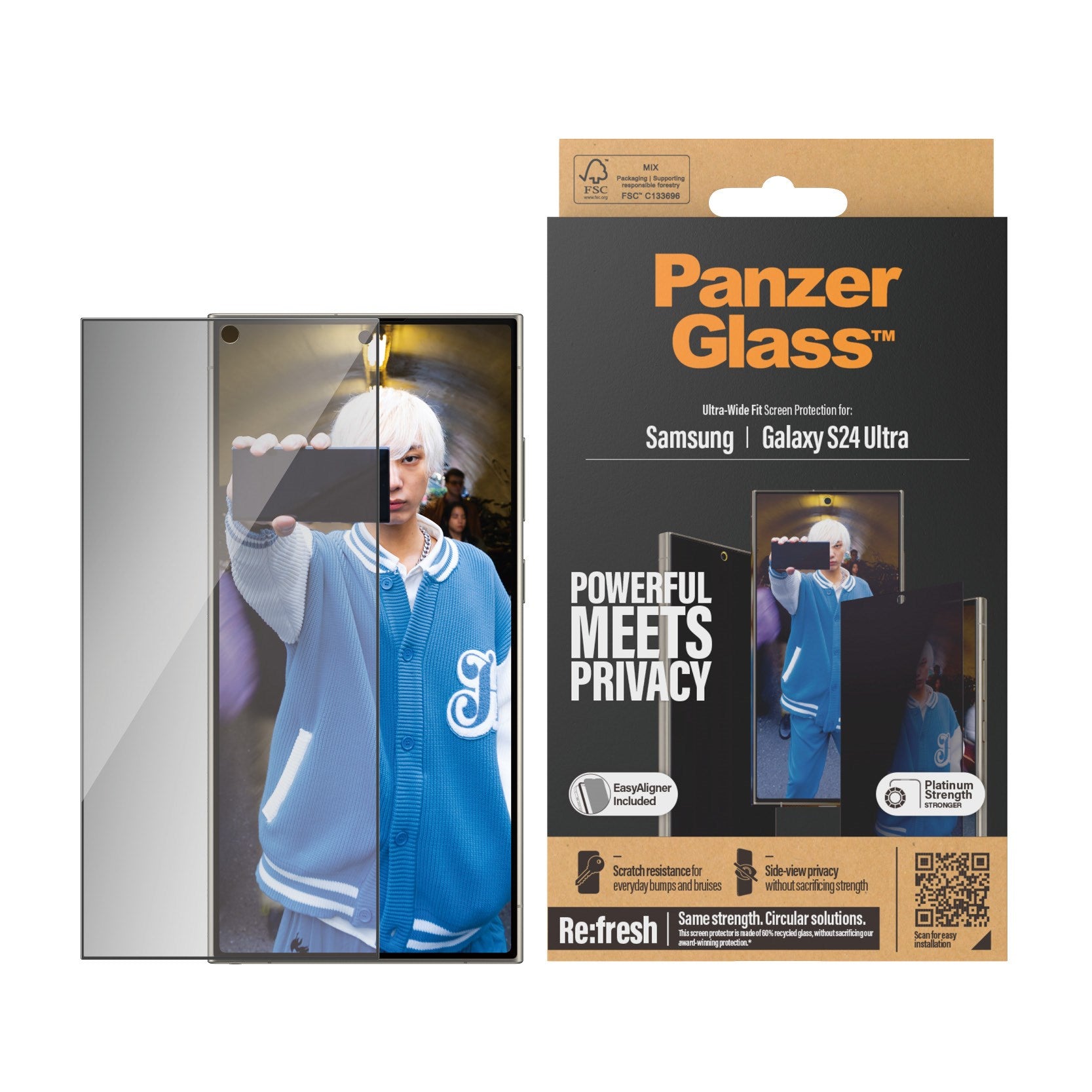 PanzerGlass® Privacy Displayschutz Samsung Galaxy S24 Ultra | Ultra-Wide Fit m. EasyAligner