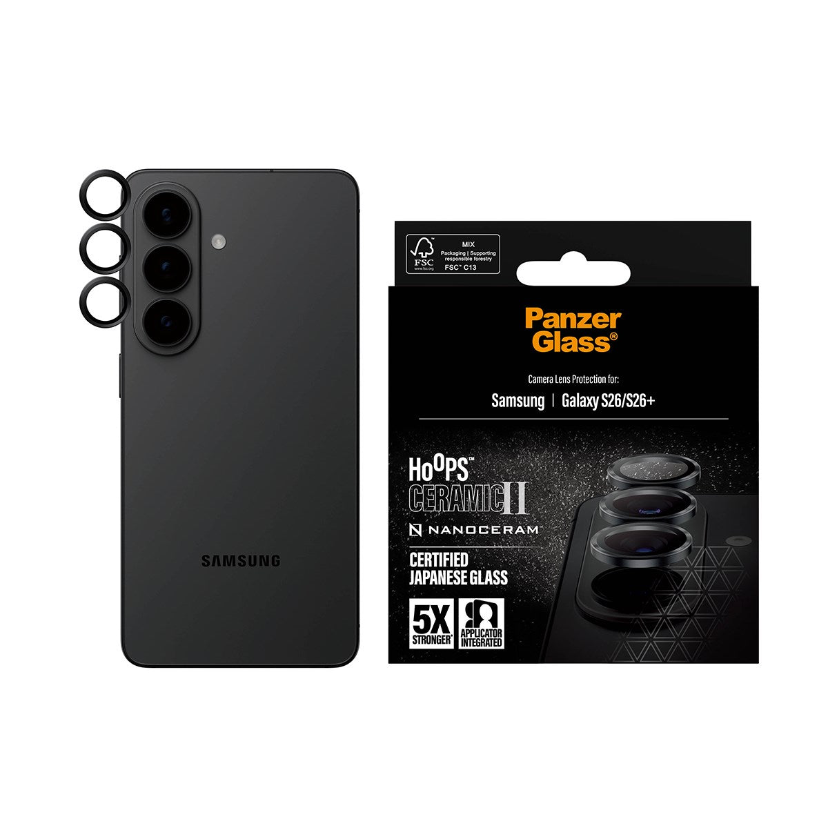 PanzerGlass® Hoops® Ceramic II Kameraschutz Samsung Galaxy S26 | S26+