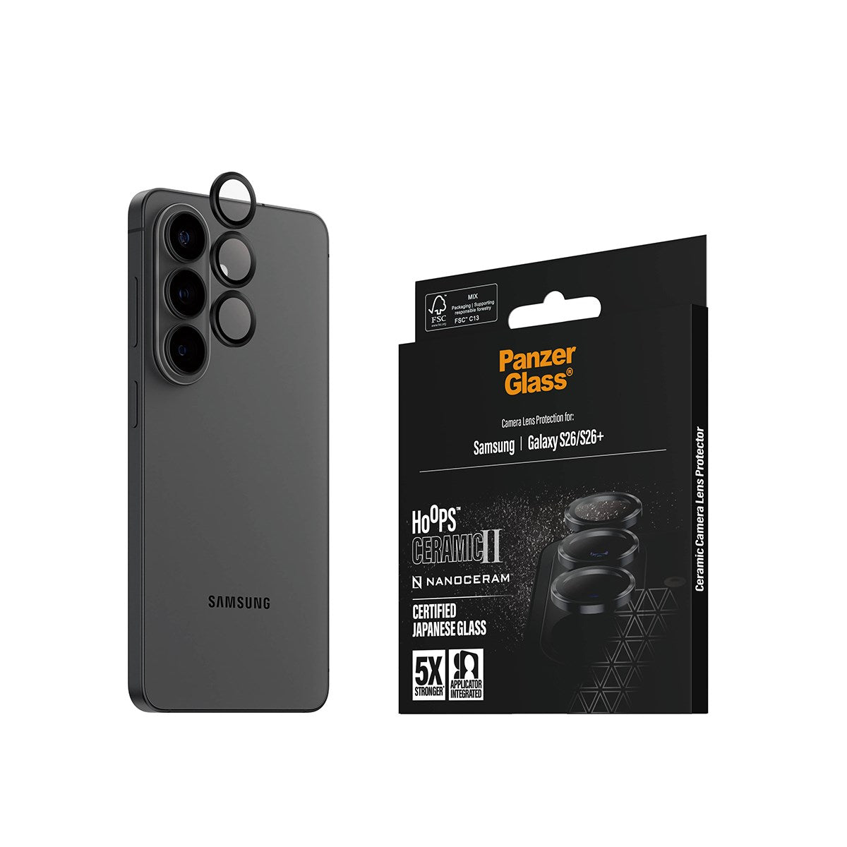 PanzerGlass® Hoops® Ceramic II Kameraschutz Samsung Galaxy S26 | S26+