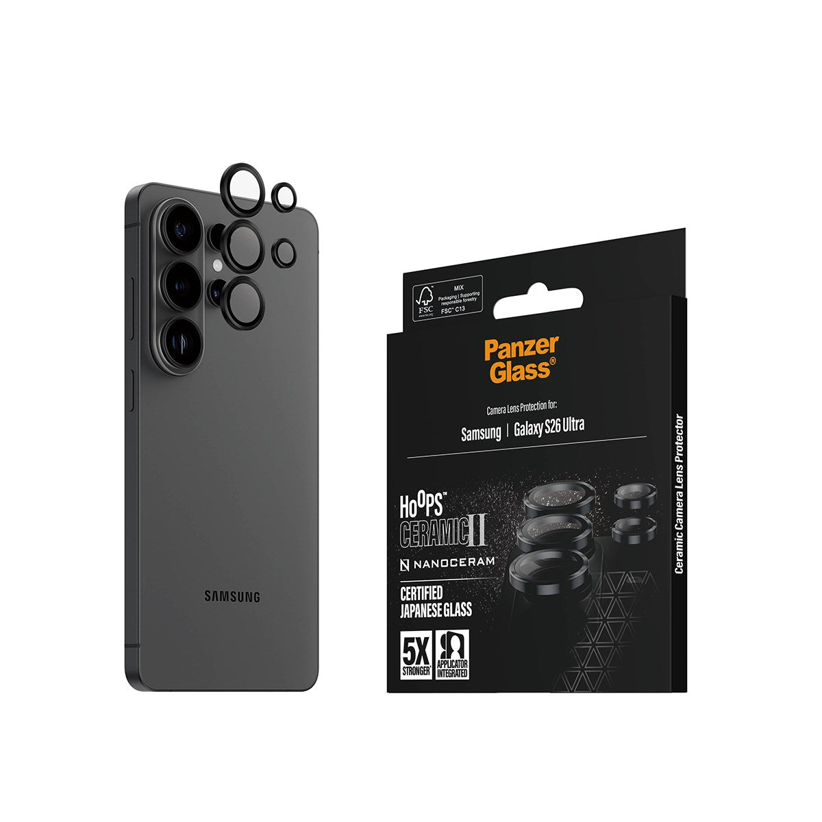 PanzerGlass® Hoops® Ceramic II Kameraschutz Samsung Galaxy S26 Ultra