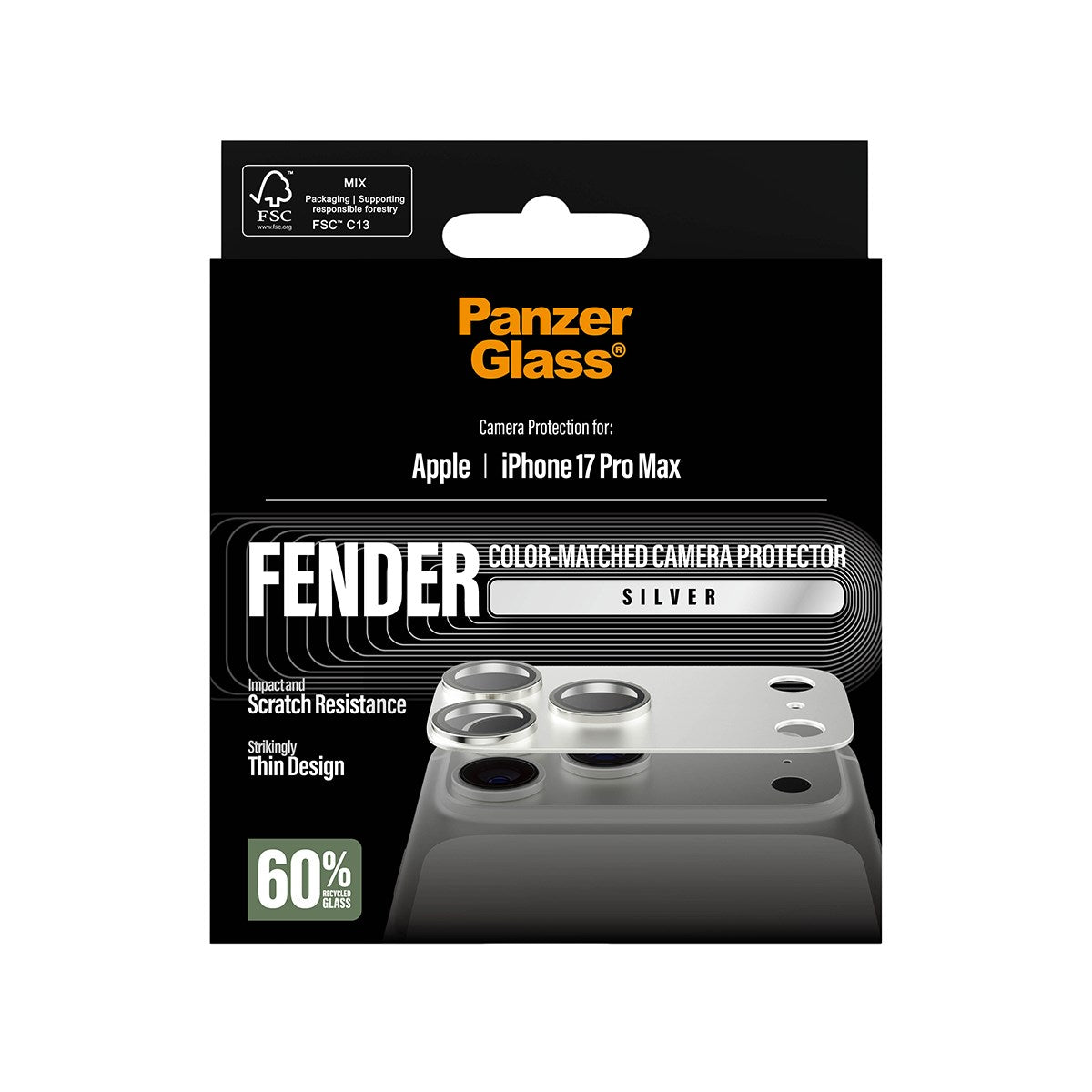 PanzerGlass® Fender Kameraschutz Silber iPhone 17 Pro Max