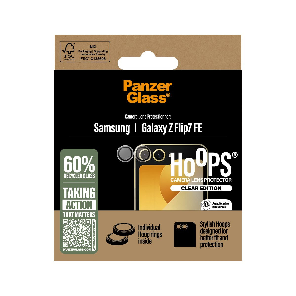 PanzerGlass® Hoops® Transparent Camera Lens Protector Samsung Galaxy Z Flip7 FE