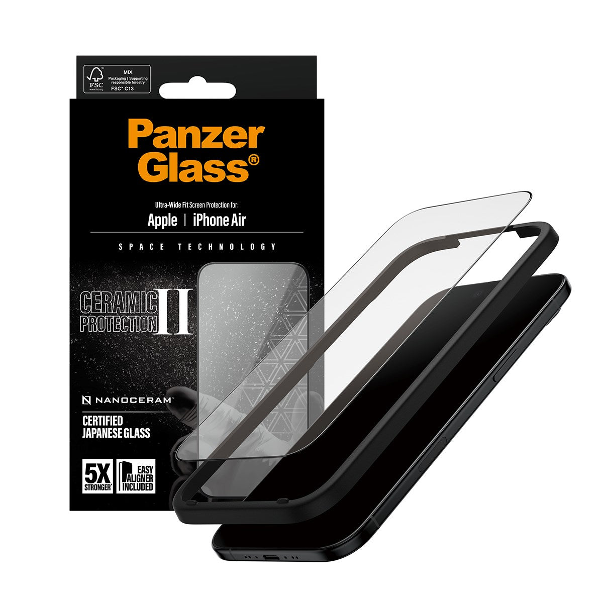 PanzerGlass® Ceramic II Displayschutz iPhone Air | Ultra-Wide Fit m. EasyAligner