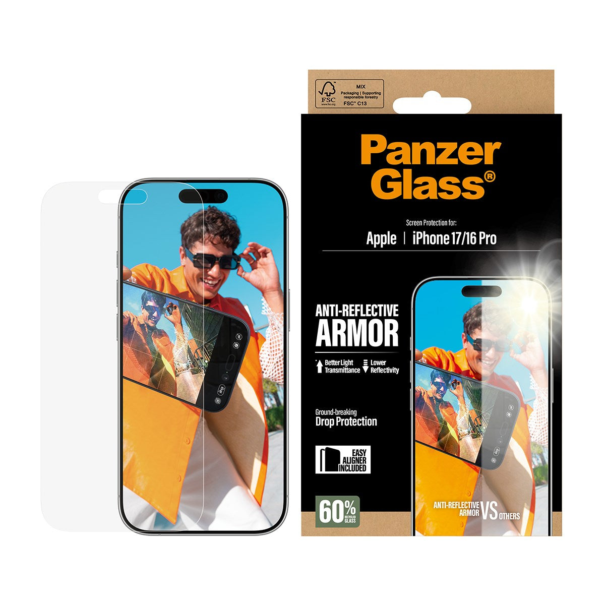PanzerGlass® Anti-Reflective Armor Displayschutz iPhone 17 | iPhone 16 Pro m. EasyAligner