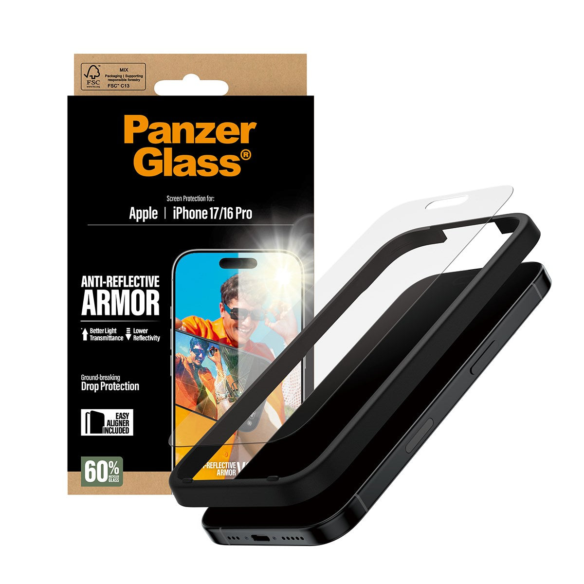 PanzerGlass® Anti-Reflective Armor Displayschutz iPhone 17 | iPhone 16 Pro m. EasyAligner