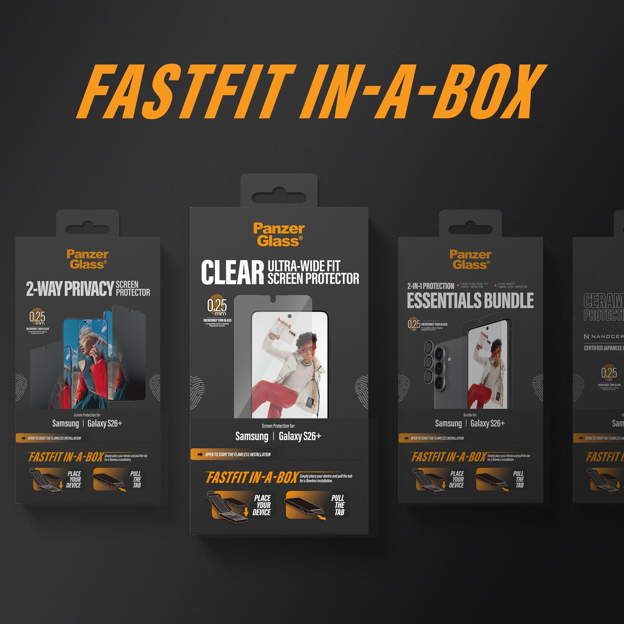 PanzerGlass® Ceramic Displayshutz Samsung Galaxy S26+ | Ultra-Wide Fit m. FASTFIT IN-A-BOX