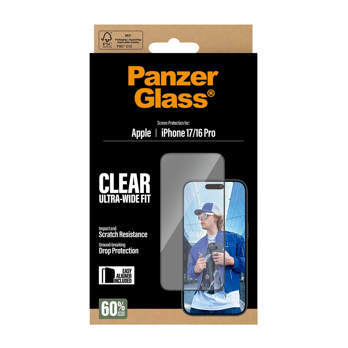 PanzerGlass® Displayschutz iPhone 17 | iPhone 16 Pro | Ultra-Wide Fit m. EasyAligner