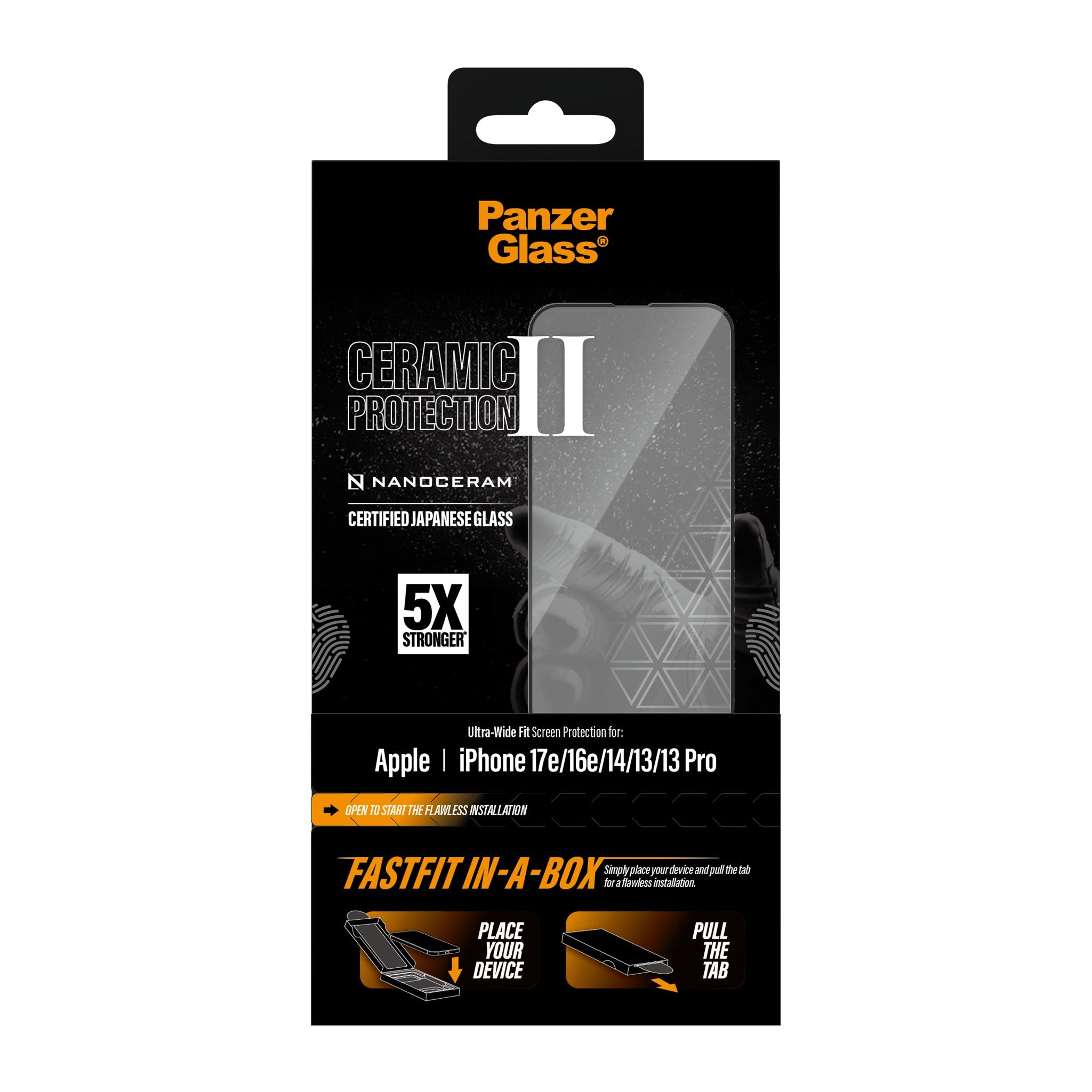 PanzerGlass® Ceramic Displayschutz iPhone 17e |16e | 14 | 13 | 13 Pro | Ultra-Wide Fit w. FASTFIT IN-A-BOX