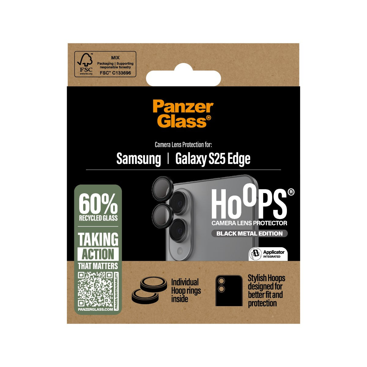 PanzerGlass® Hoops® Schwarz Kameraschutz Samsung S25 Edge