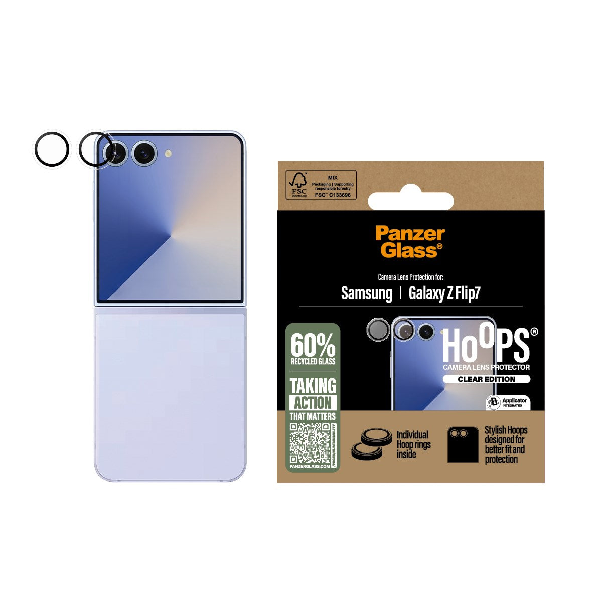 PanzerGlass® Hoops® Transparent Camera Lens Protector Samsung Galaxy Z Flip7