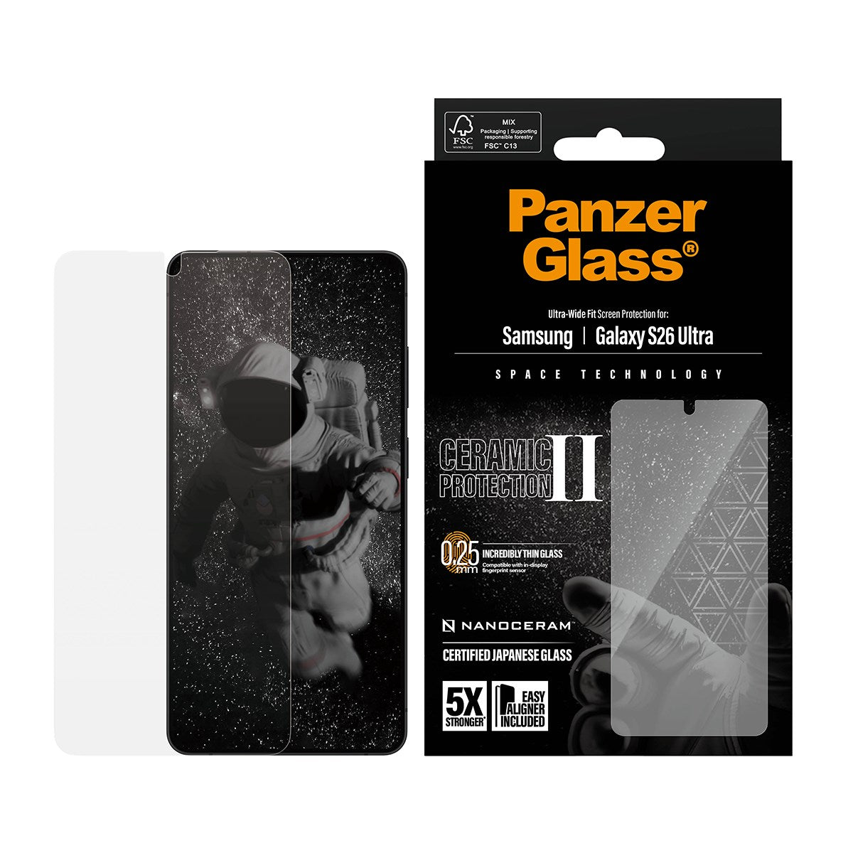 PanzerGlass® Ceramic Displayschutz Samsung Galaxy S26 Ultra | Ultra-Wide Fit m. EasyAligner