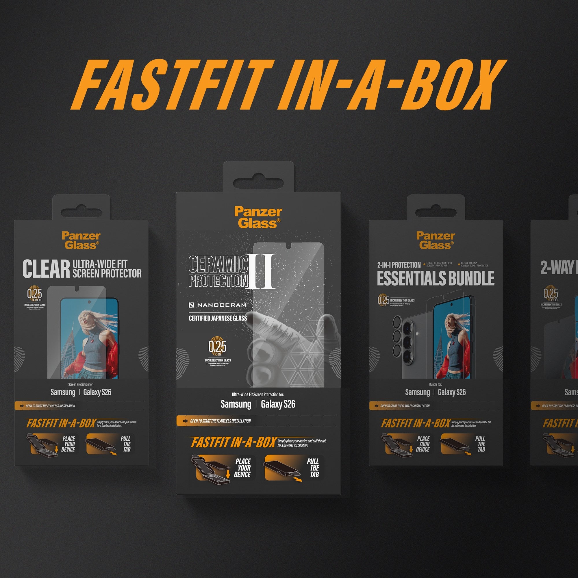 PanzerGlass® 2-Way Privacy Displayschutz Samsung Galaxy S26 | Ultra-Wide Fit m. FASTFIT IN-A-BOX