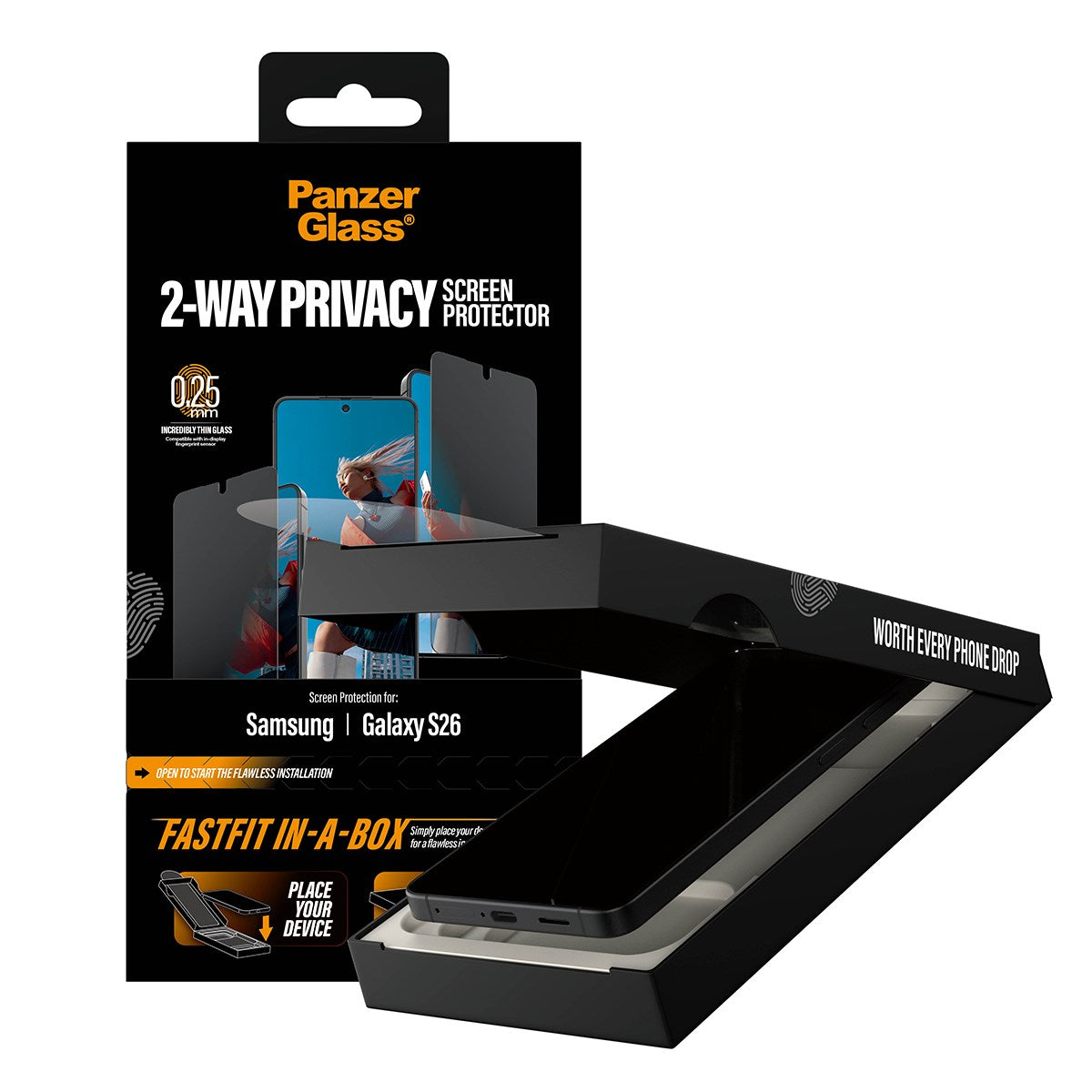 PanzerGlass® 2-Way Privacy Displayschutz Samsung Galaxy S26 | Ultra-Wide Fit m. FASTFIT IN-A-BOX