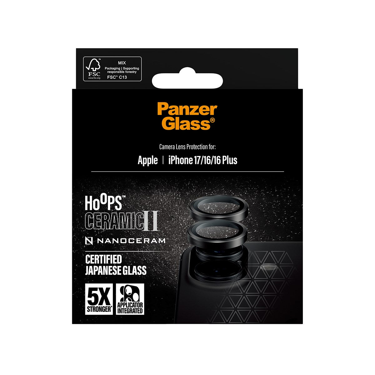 PanzerGlass® Hoops® Ceramic II Kameraschutz iPhone 17 | iPhone 16 | 16 Plus