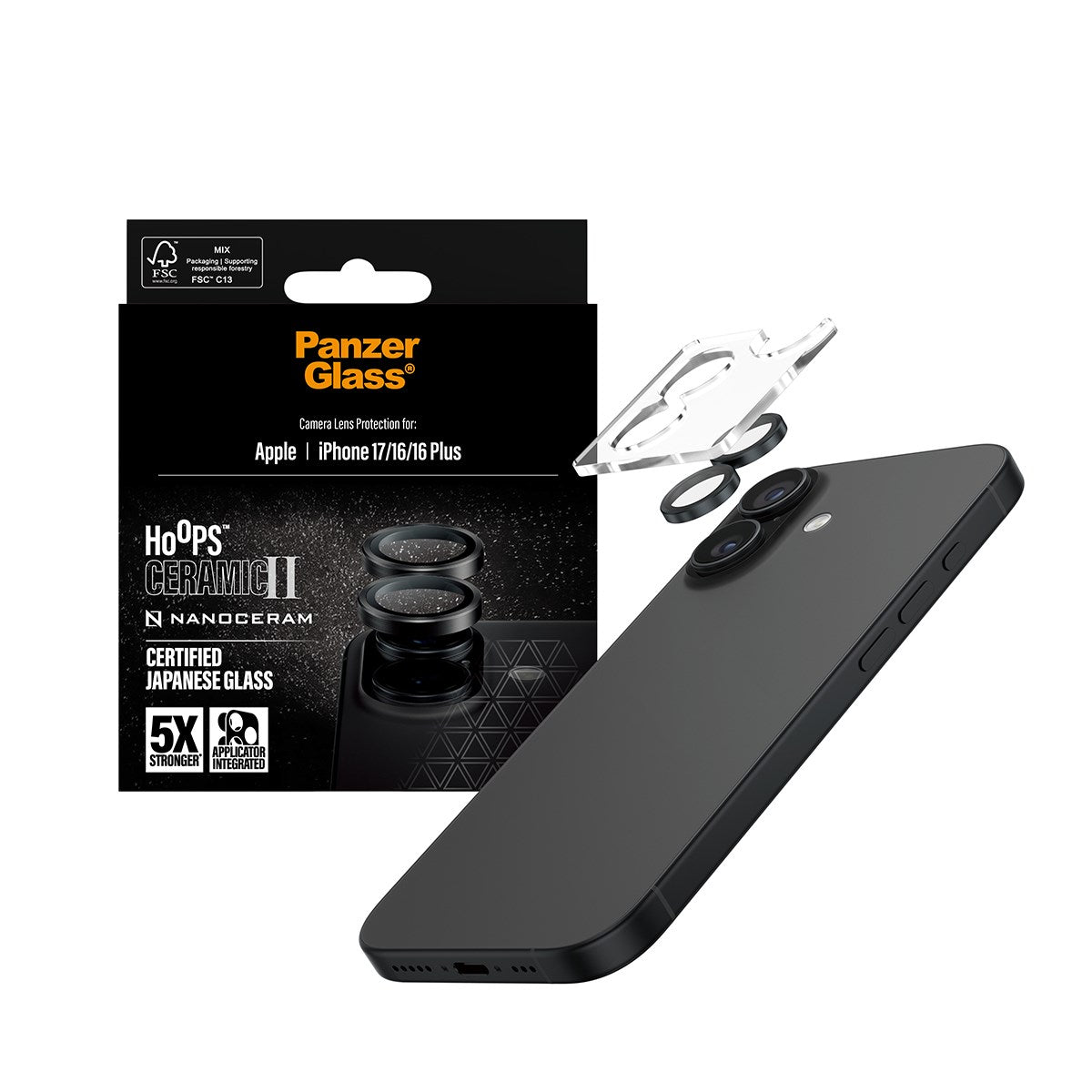 PanzerGlass® Hoops® Ceramic II Kameraschutz iPhone 17 | iPhone 16 | 16 Plus