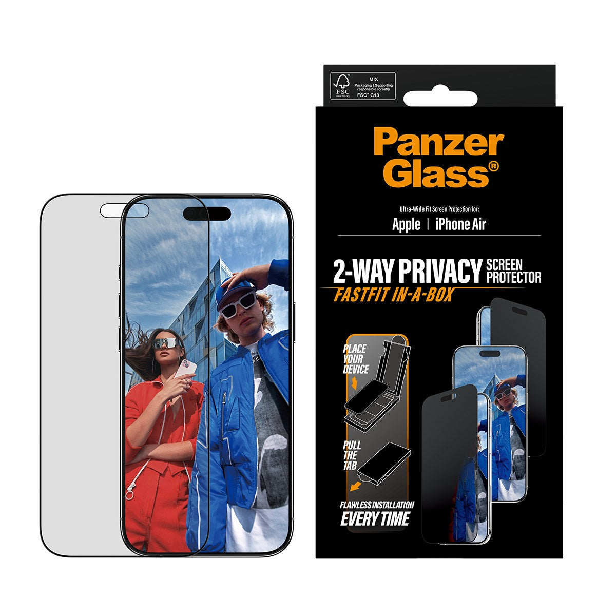 PanzerGlass® Privacy Displayschutz iPhone Air | Ultra-Wide Fit m. FASTFIT IN-A-BOX