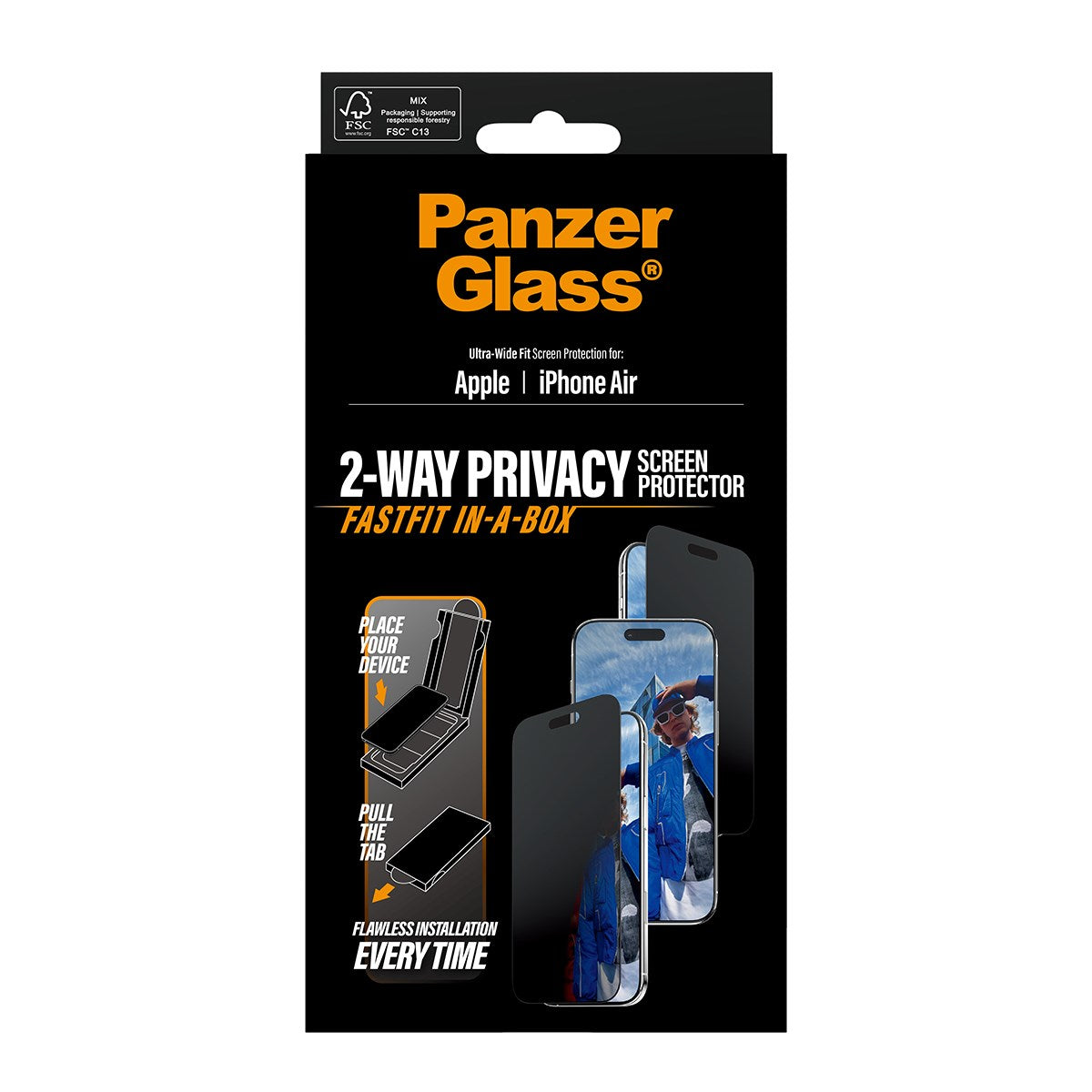 PanzerGlass® Privacy Displayschutz iPhone Air | Ultra-Wide Fit m. FASTFIT IN-A-BOX