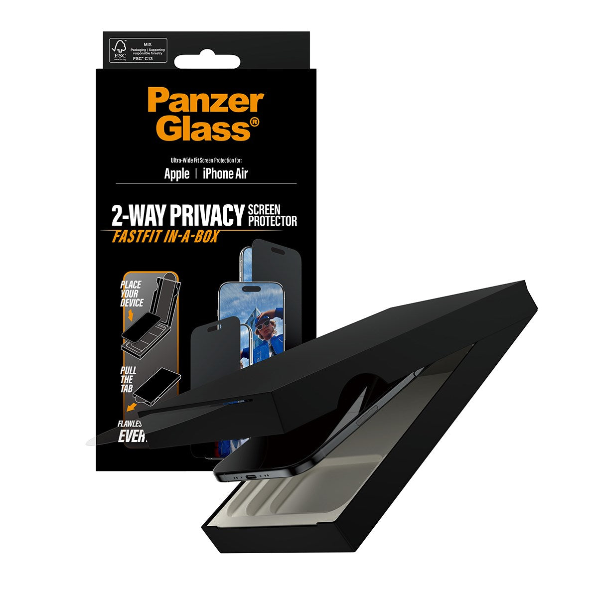 PanzerGlass® Privacy Displayschutz iPhone Air | Ultra-Wide Fit m. FASTFIT IN-A-BOX