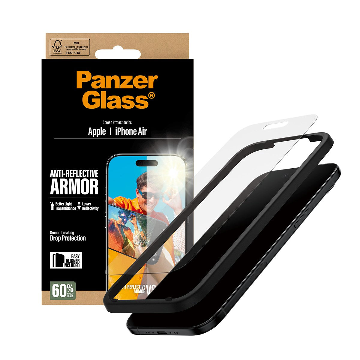 PanzerGlass® Anti-Reflective Armor Displayschutz iPhone Air m. EasyAligner