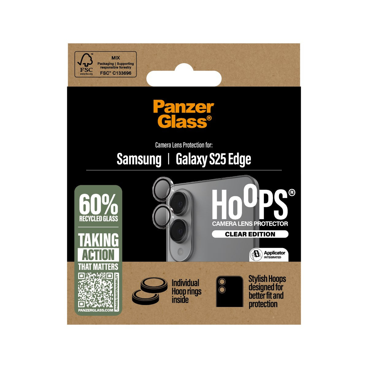 PanzerGlass® Hoops® Transparent Kameraschutz Samsung S25 Edge