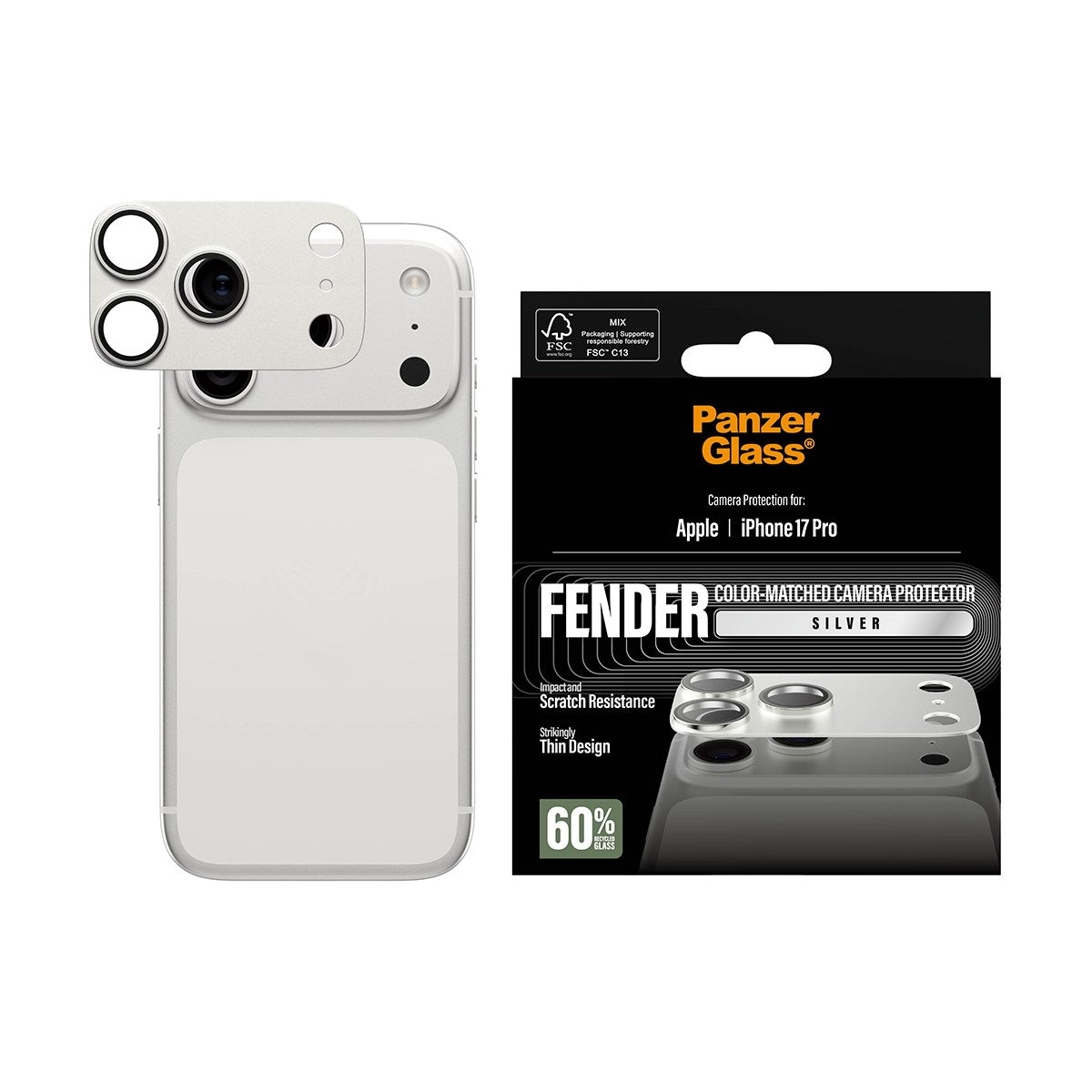 PanzerGlass® Fender Kameraschutz Silber iPhone 17 Pro
