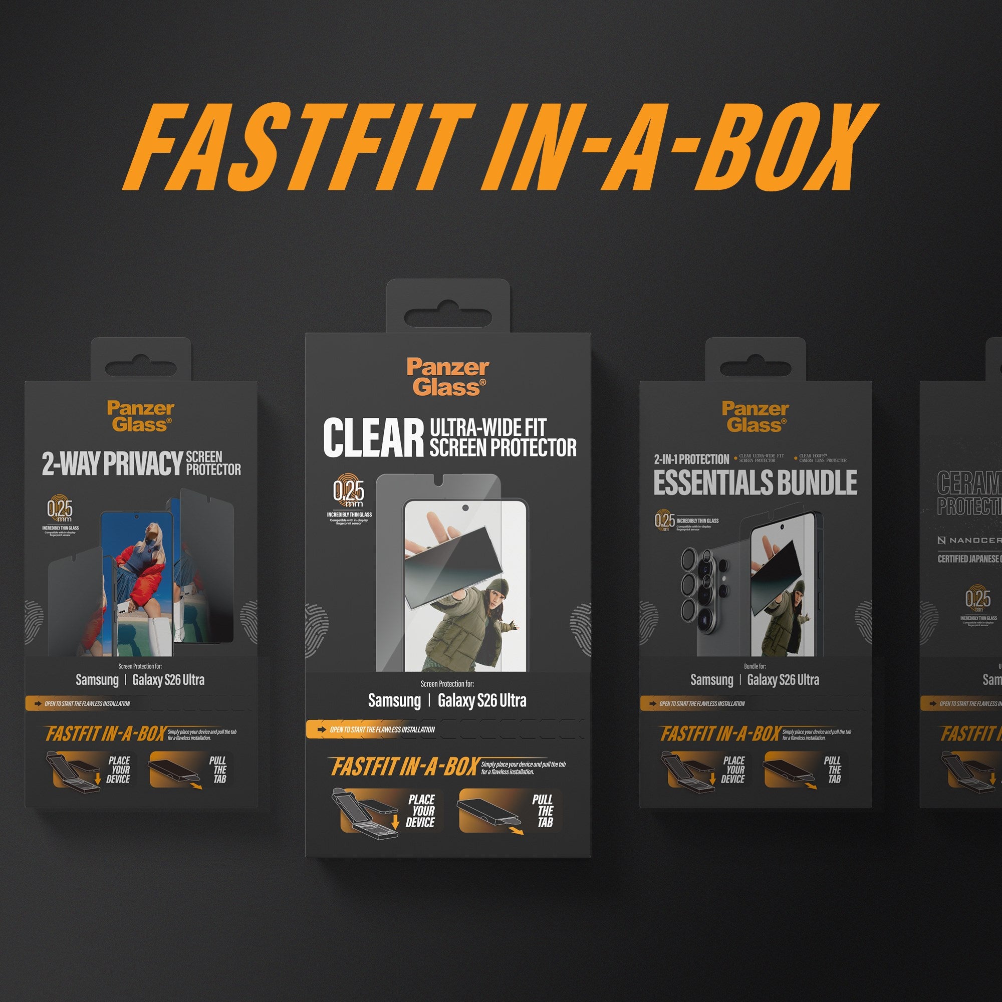 PanzerGlass® Ceramic Displayshutz Samsung Galaxy S26 Ultra | Ultra-Wide Fit m. FASTFIT IN-A-BOX