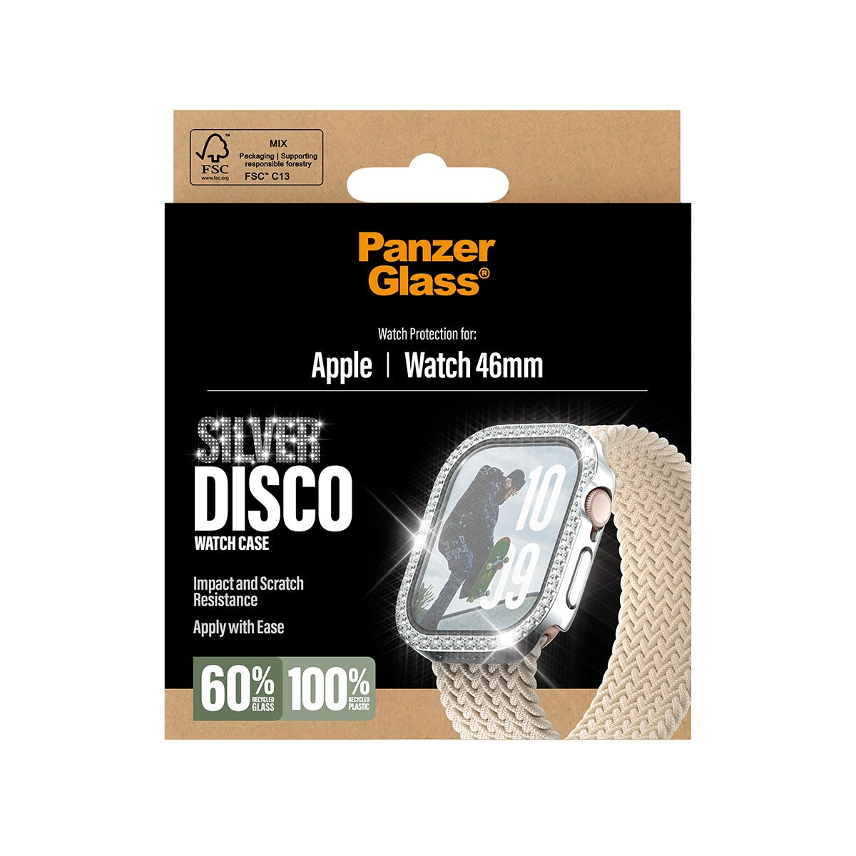 PanzerGlass® Displayschutz FullBody Disco Silber Apple Watch 2025 | 46mm