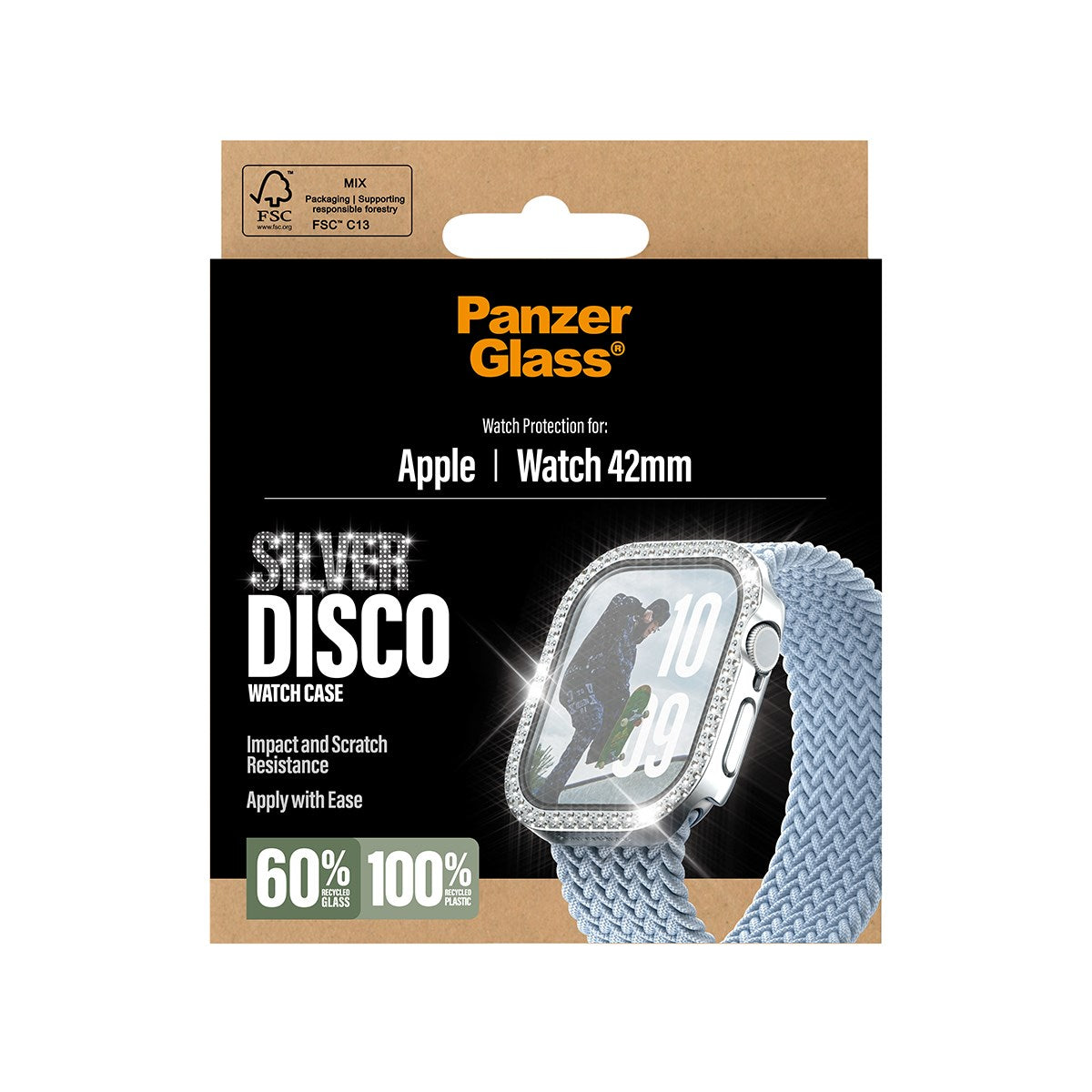 PanzerGlass® Displayschutz FullBody Disco Silber Apple Watch 2025 | 42mm