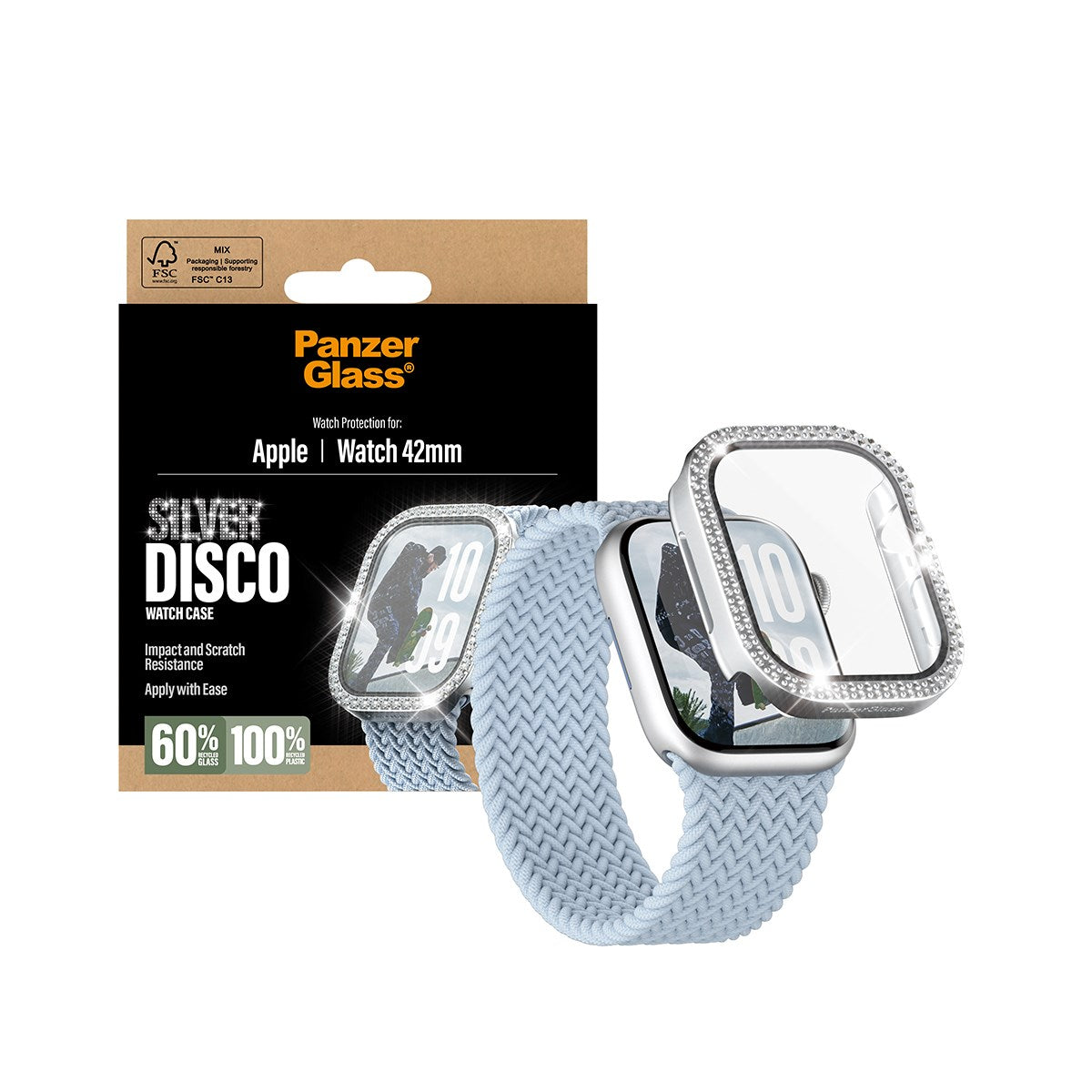 PanzerGlass® Displayschutz FullBody Disco Silber Apple Watch 2025 | 42mm