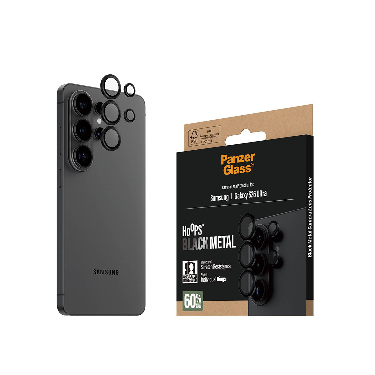 PanzerGlass® Hoops® Kameraschutz Schwarz Samsung Galaxy S26 Ultra