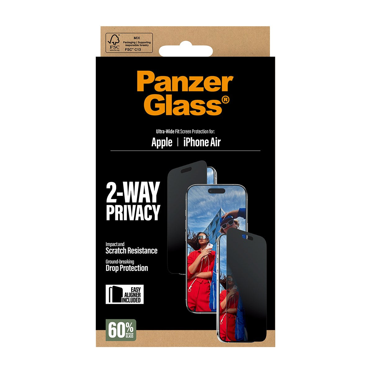 PanzerGlass® 2-Way Privacy Displayschutz iPhone Air | Ultra-Wide Fit m. EasyAligner