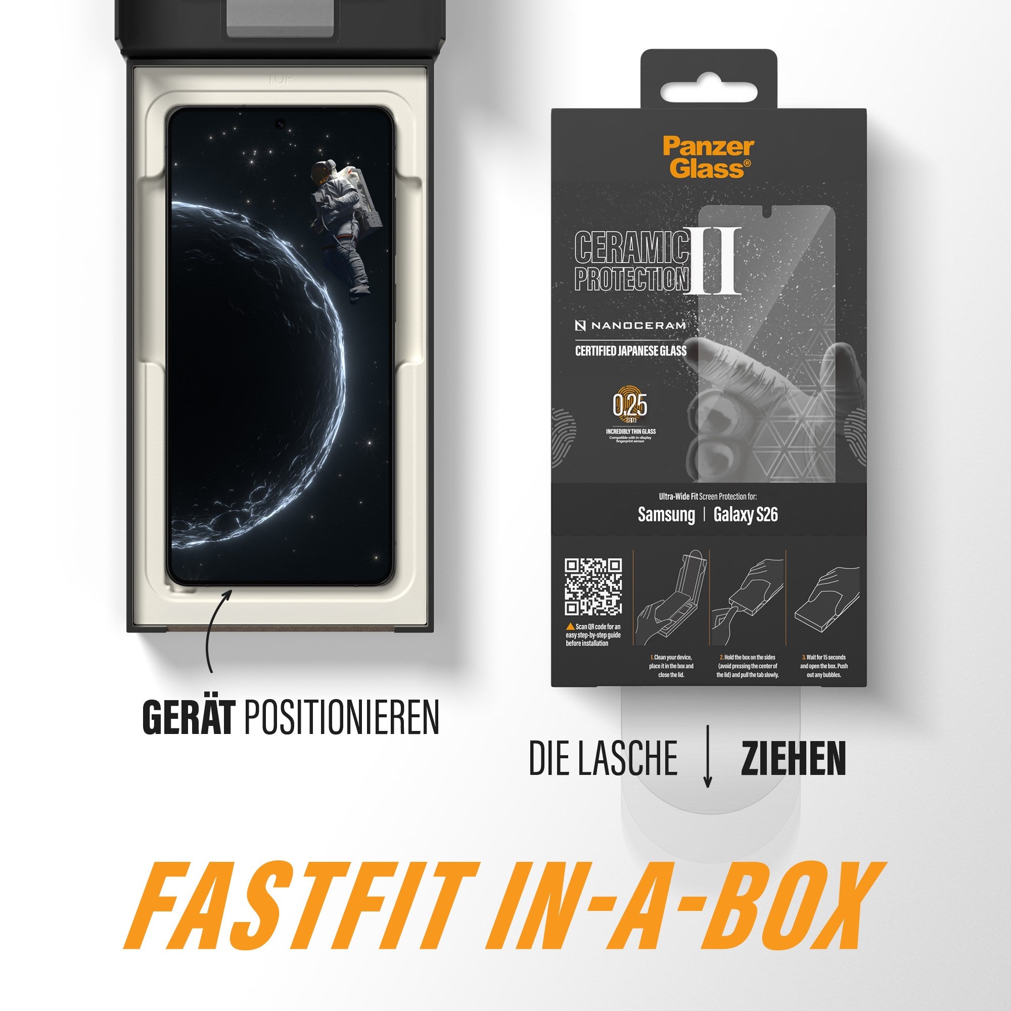 PanzerGlass® Ceramic Displayshutz Samsung Galaxy S26 | Ultra-Wide Fit m. FASTFIT IN-A-BOX