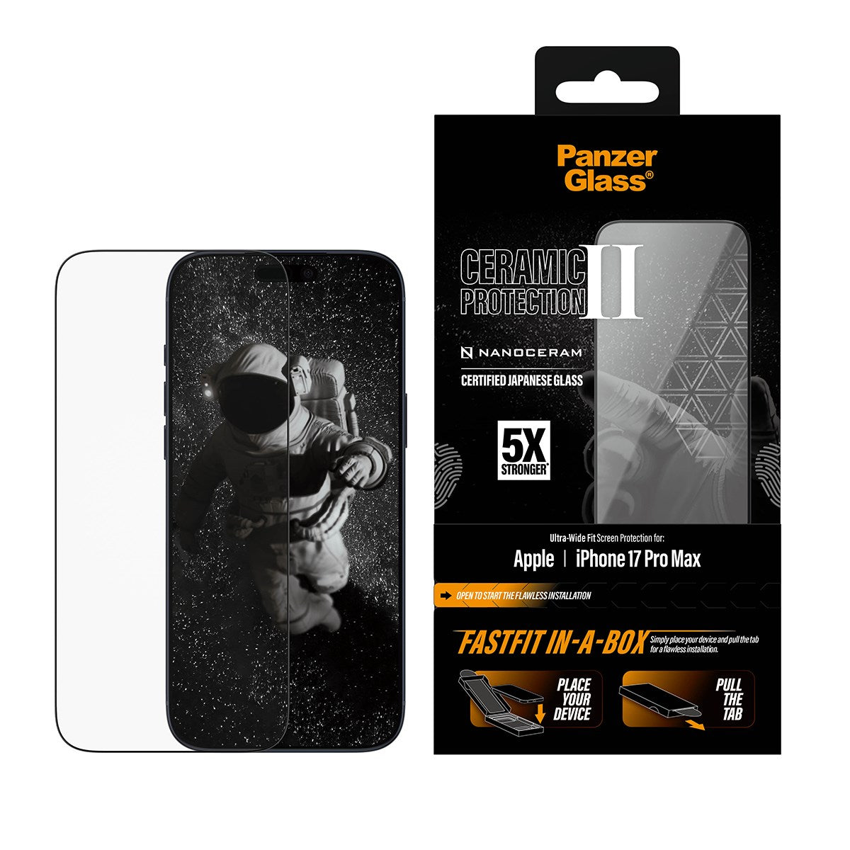 PanzerGlass® Ceramic Displayschutz iPhone 17 Pro Max | Ultra-Wide Fit m. FASTFIT IN-A-BOX