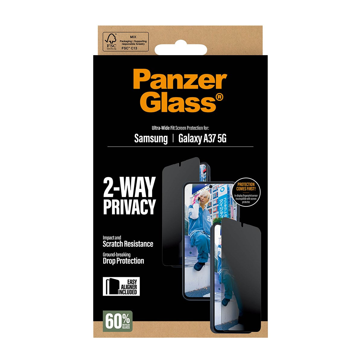 PanzerGlass® 2-Way Privacy Displayschutz Samsung Galaxy A37 5G | Ultra-Wide Fit m. EasyAligner