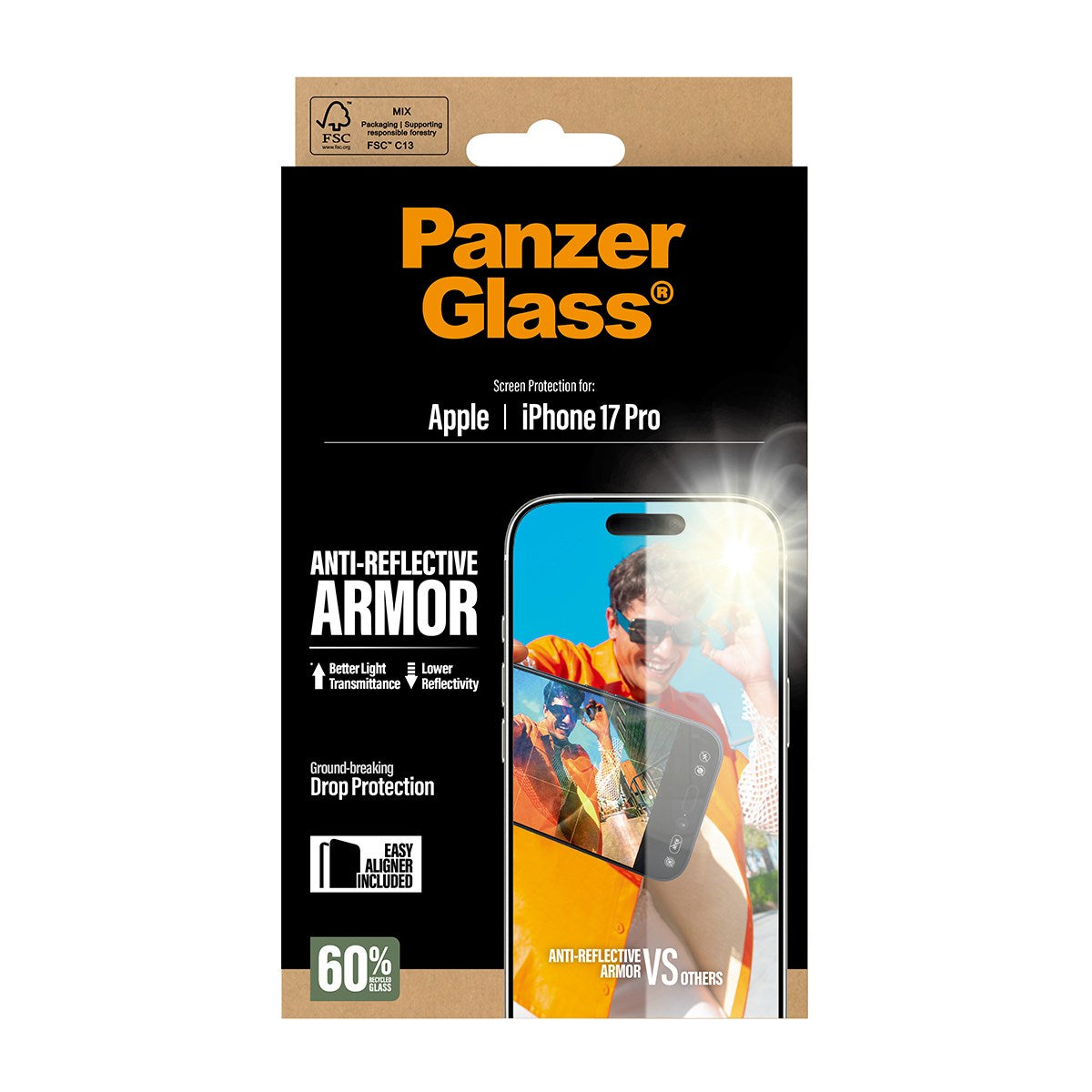 PanzerGlass® Anti-Reflective Armor Displayschutz iPhone 17 Pro m. EasyAligner