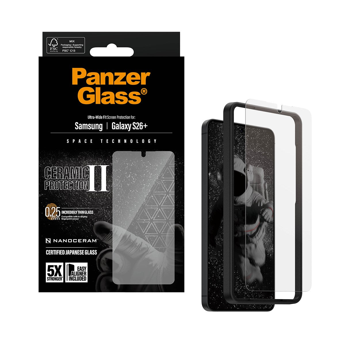 PanzerGlass® Ceramic Displayschutz Samsung Galaxy S26+ | Ultra-Wide Fit m. EasyAligner