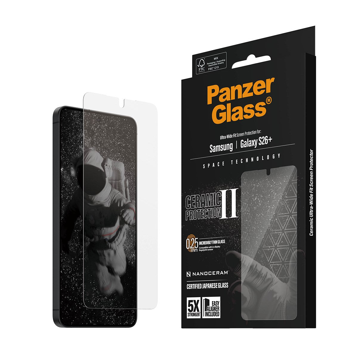 PanzerGlass® Ceramic Displayschutz Samsung Galaxy S26+ | Ultra-Wide Fit m. EasyAligner