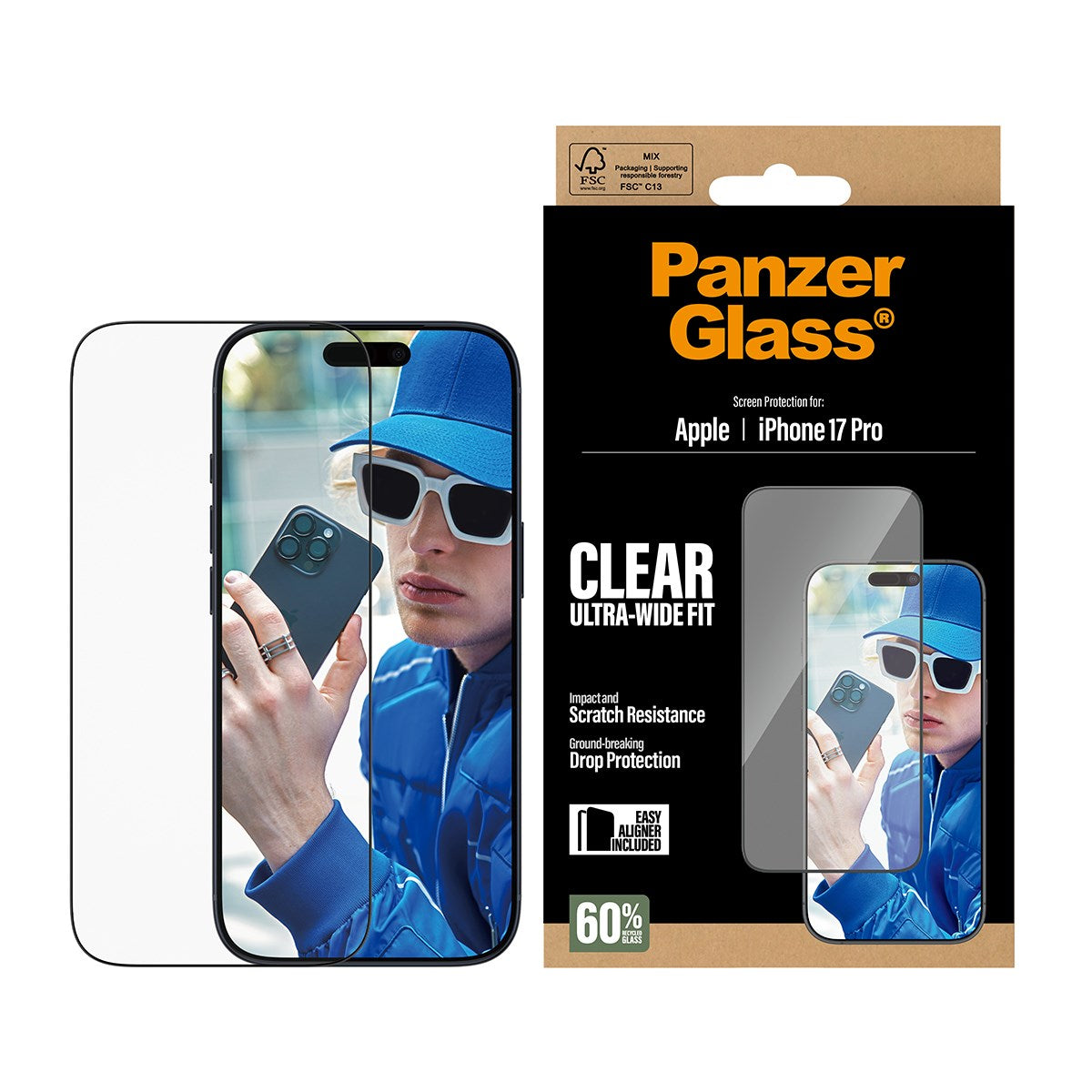 PanzerGlass® Displayschutz iPhone 17 Pro | Ultra-Wide Fit m. EasyAligner