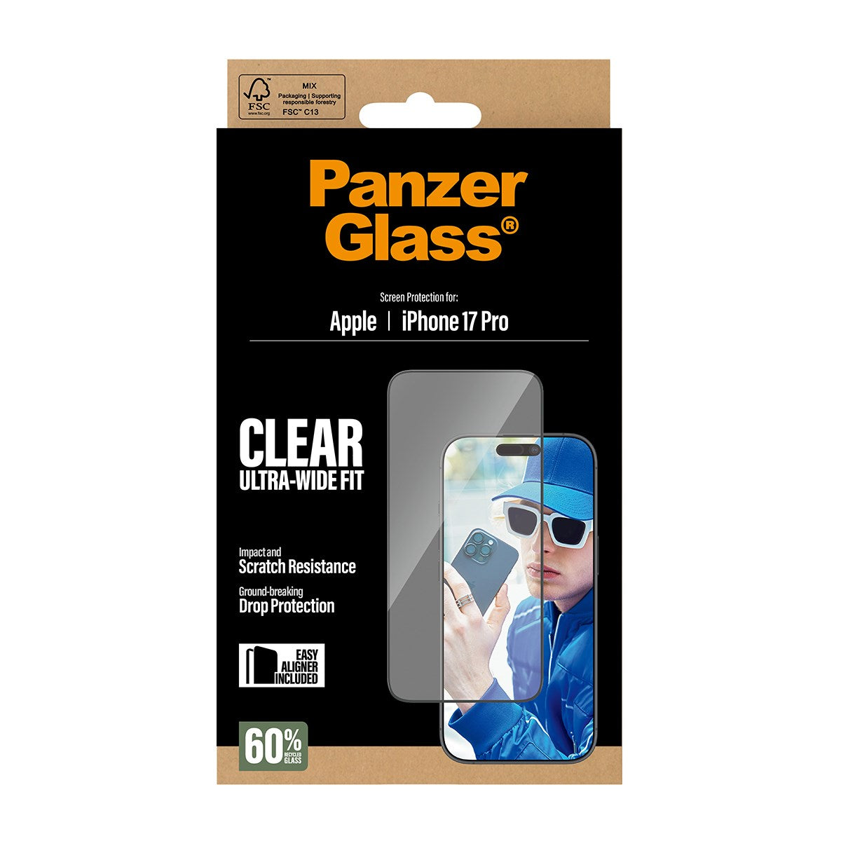 PanzerGlass® Displayschutz iPhone 17 Pro | Ultra-Wide Fit m. EasyAligner