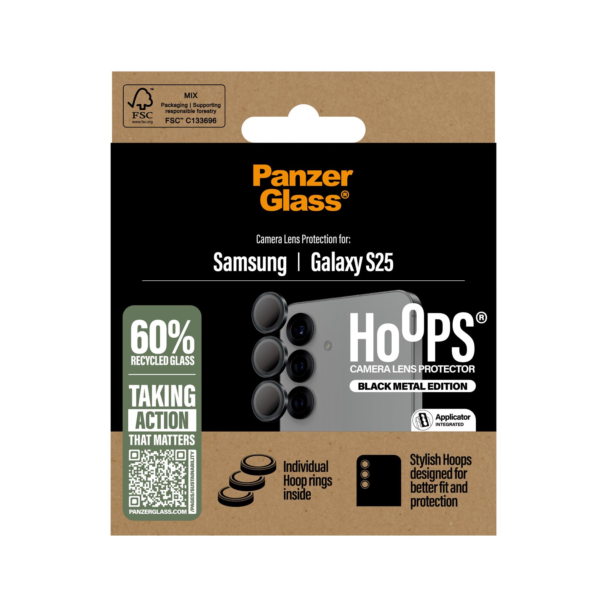 PanzerGlass® Hoops® Schwarz Kameraschutz Samsung Galaxy S25