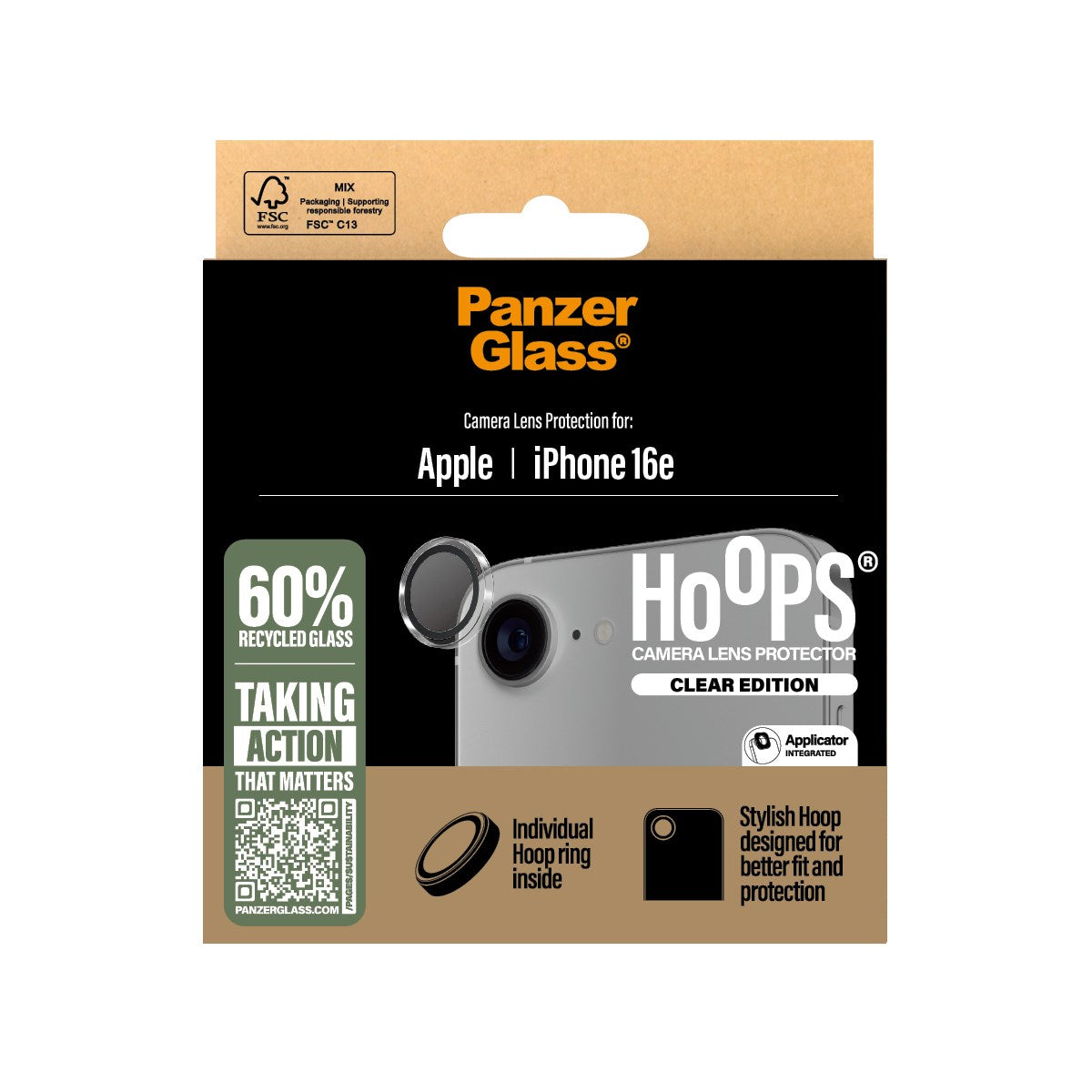 PanzerGlass® Hoops® Transparent Kameraschutz iPhone 16e