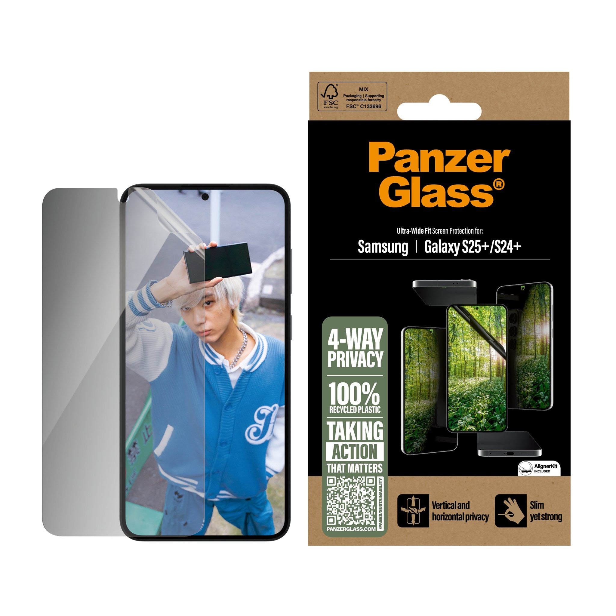 PanzerGlass® ECO MATRIX 4-way Privacy Displayschutz Samsung Galaxy S25+ | S24+ | Ultra-Wide Fit