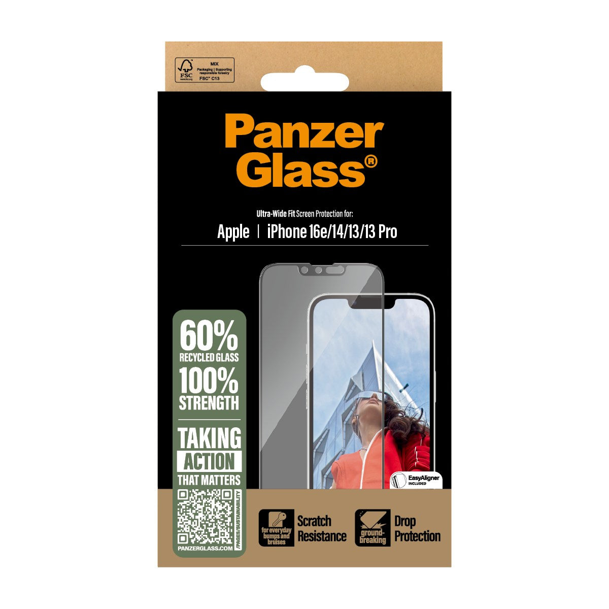 PanzerGlass® Displayschutz iPhone 16e | 14 | 13 | 13 Pro | Ultra-Wide Fit m. Aligner
