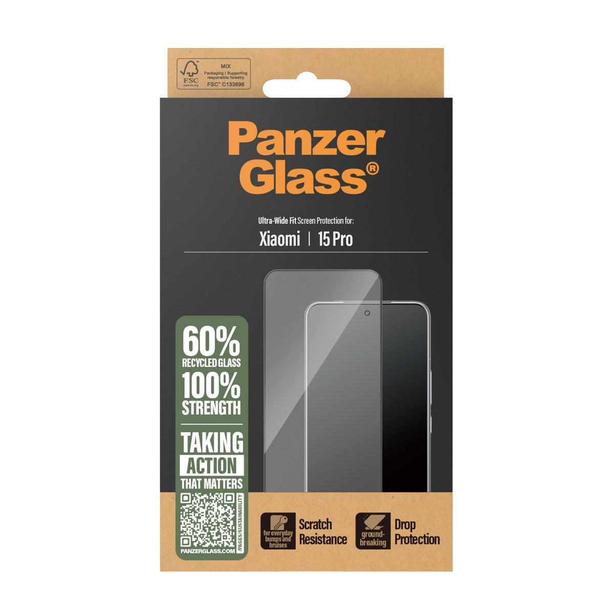 PanzerGlass® Displayschutz m. Schwarz Rahmen Xiaomi 15 Pro | Ultra-Wide Fit