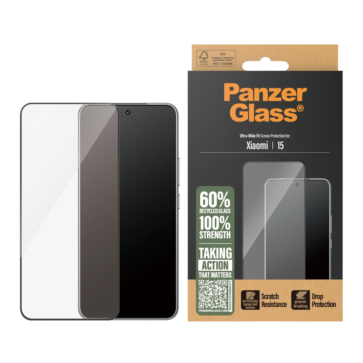 PanzerGlass® Displayschutz m. Schwarz Rahmen Xiaomi 15 | Ultra-Wide Fit