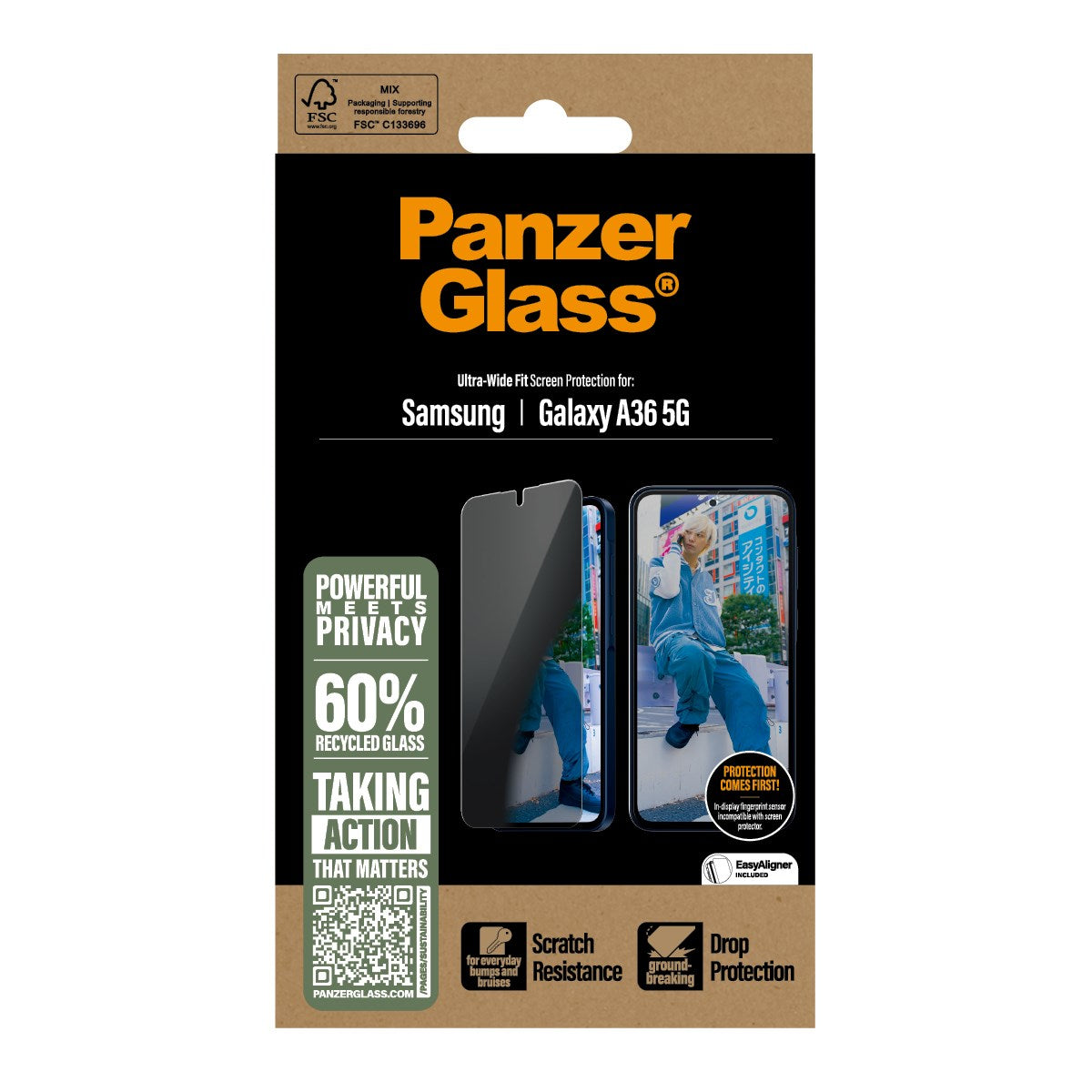 PanzerGlass® Privacy Displayschutz Samsung Galaxy A36 5G | Ultra-Wide Fit