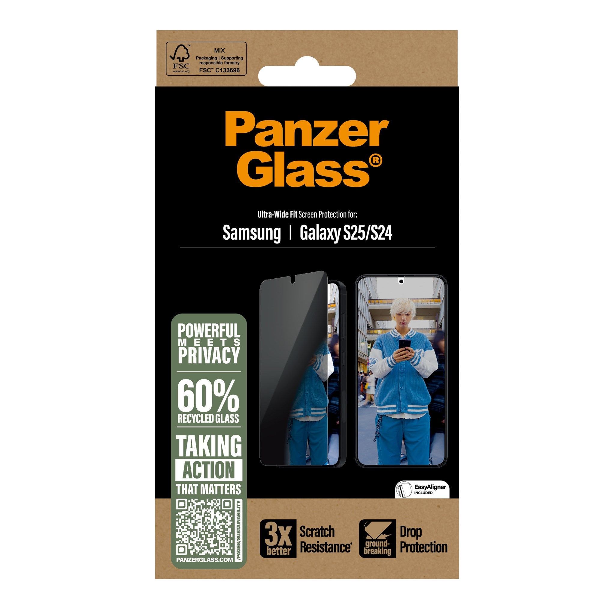 PanzerGlass® Privacy Displayschutz Samsung Galaxy S25 | S24 | Ultra-Wide Fit