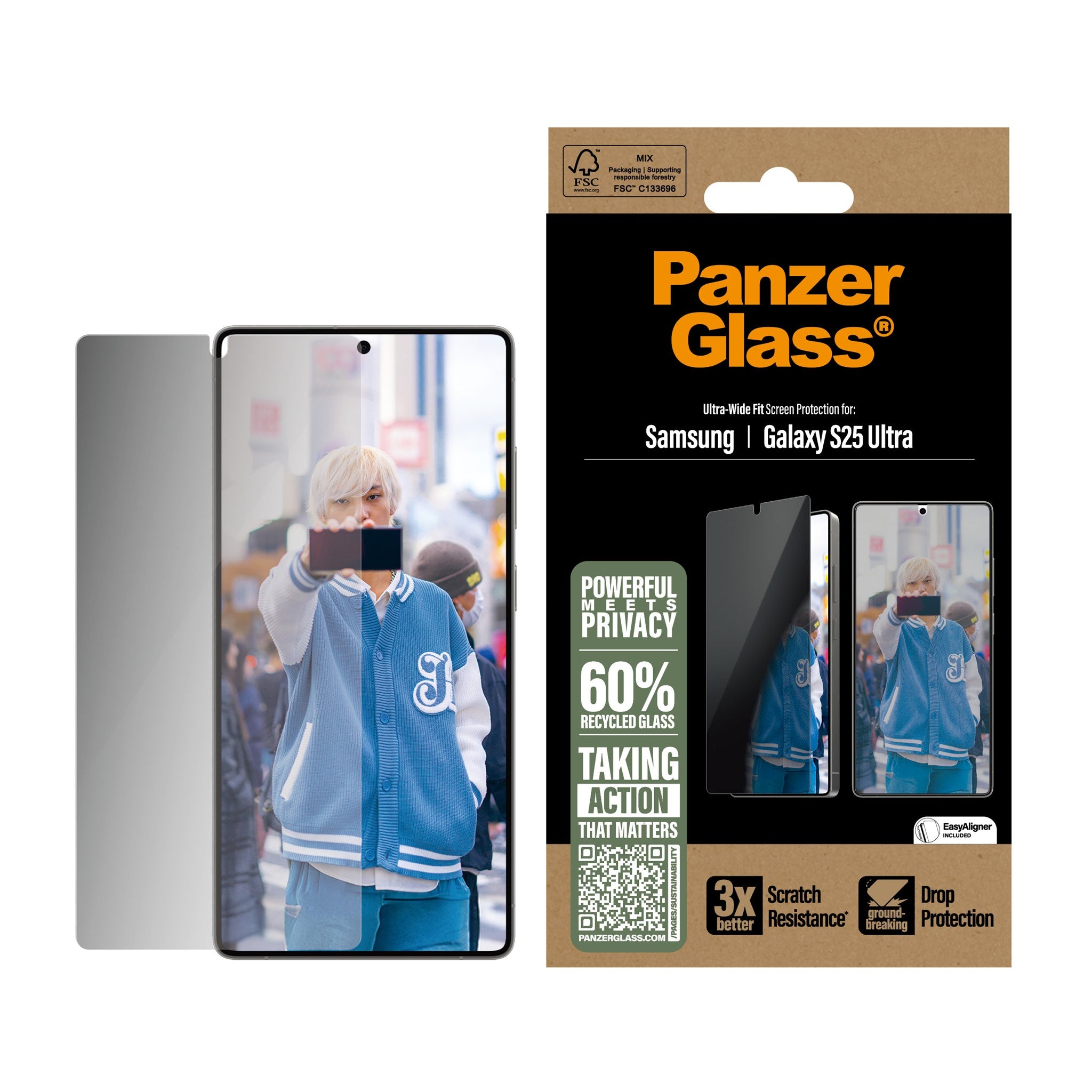 PanzerGlass® Privacy Displayschutz Samsung Galaxy S25 Ultra | Ultra-Wide Fit