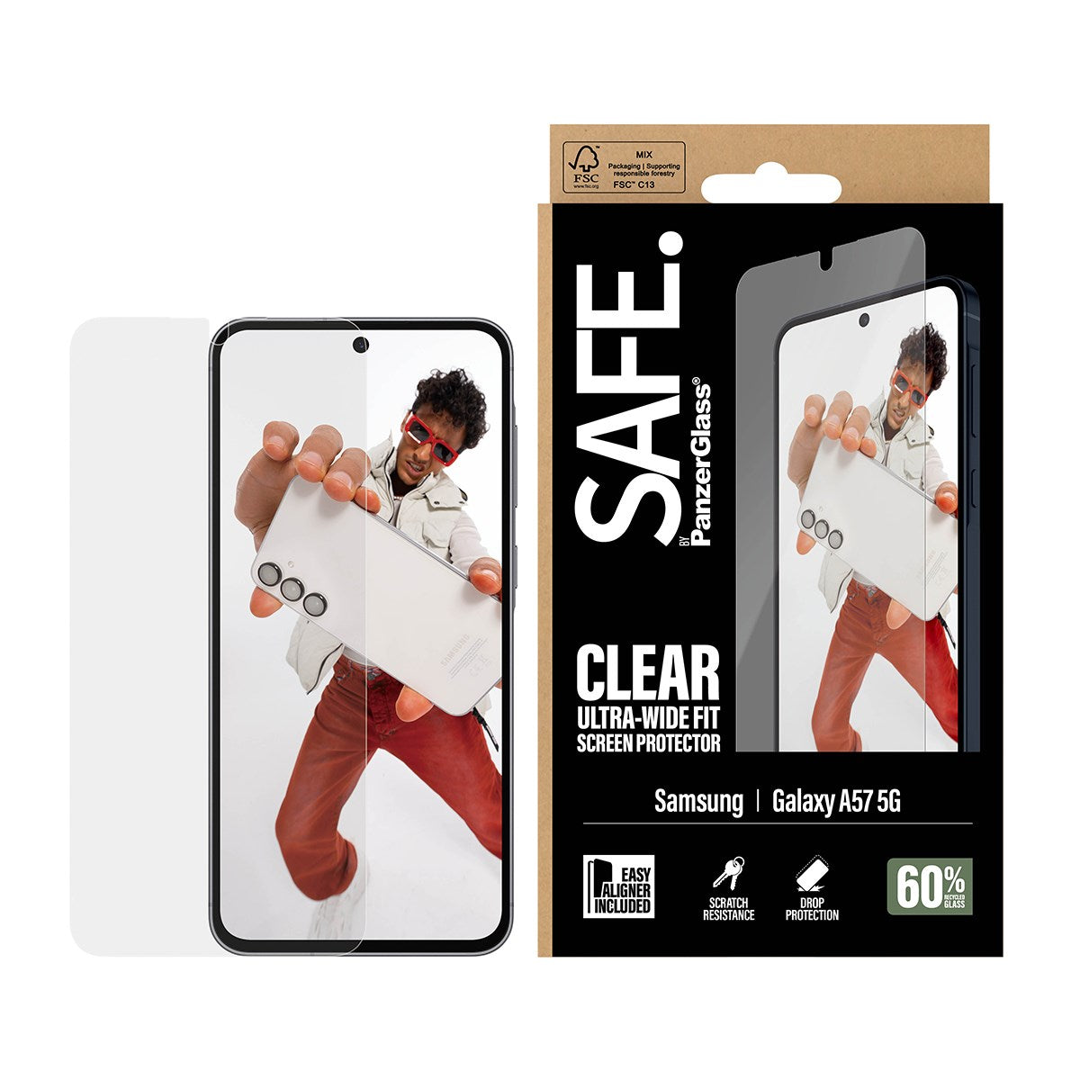 SAFE. by PanzerGlass® Displayschutz Samsung Galaxy A57 5G | Ultra-Wide Fit m. EasyAligner